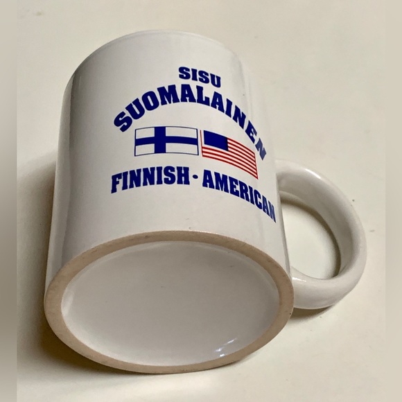 Vintage 1980s Finnish American Suomalainen National Flags Coffee Mug - Picture 11 of 12